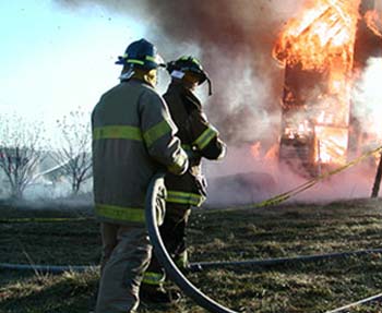 Firefighters extinguishing a fire